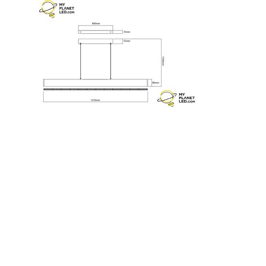 Lange pendel hanglamp 38 W LED strak zwart dimbaar licht boven & onder