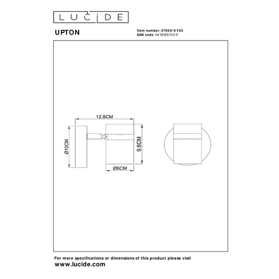 Lucide UPTON - Ceiling spotlight - 1xGU10 - Fumé
