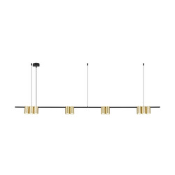 ISE Pendel 10x GU10 excl 1800mm geborsteld goud + zwart