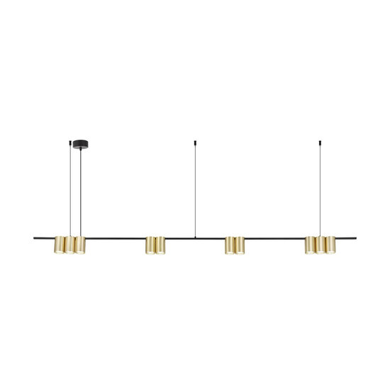 ISE Pendel 10x GU10 excl 1800mm geborsteld goud + zwart
