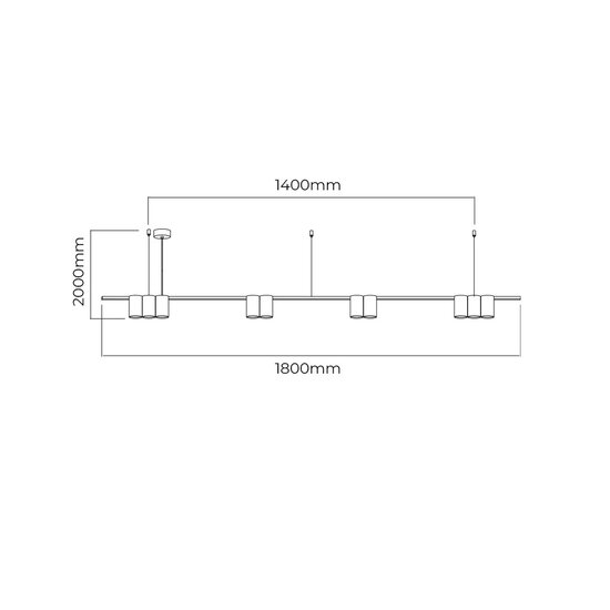 Suspension ISE 10x GU10 excl 1800mm or brossé + noir