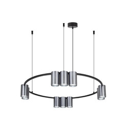 ISE Pendel 10x GU10 excl Ø600mm geborsteld staal + zwart