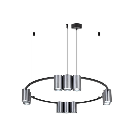 Fantasia Suspension Fantasia ISE, 10x GU10 (ampoules non incluses), Ø600mm, aluminium, acier brossé et noir, IP20