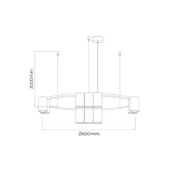 ISE round pendant light 10-way gold black