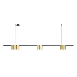 ISE Pendel 7x GU10 excl 1500mm geborsteld goud + zwart