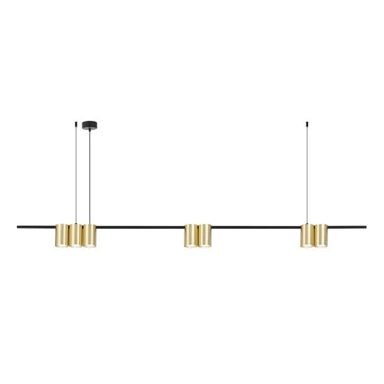 Fantasia Fantasia ISE pendant light with 7 GU10 sockets (bulbs excl.), aluminium, brushed gold and black, 150 cm wide, IP20