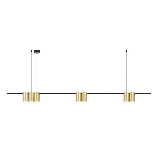 Fantasia Suspension Fantasia ISE avec 7 douilles GU10 (ampoules excl.), aluminium, or brossé et noir, largeur 150 cm, IP20