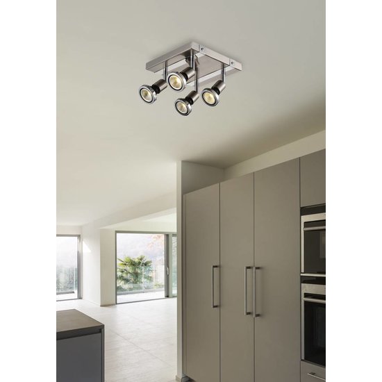 Plafondlamp LED vierkant wit/zwart/chroom/geborsteld staal 4xGU10 5W
