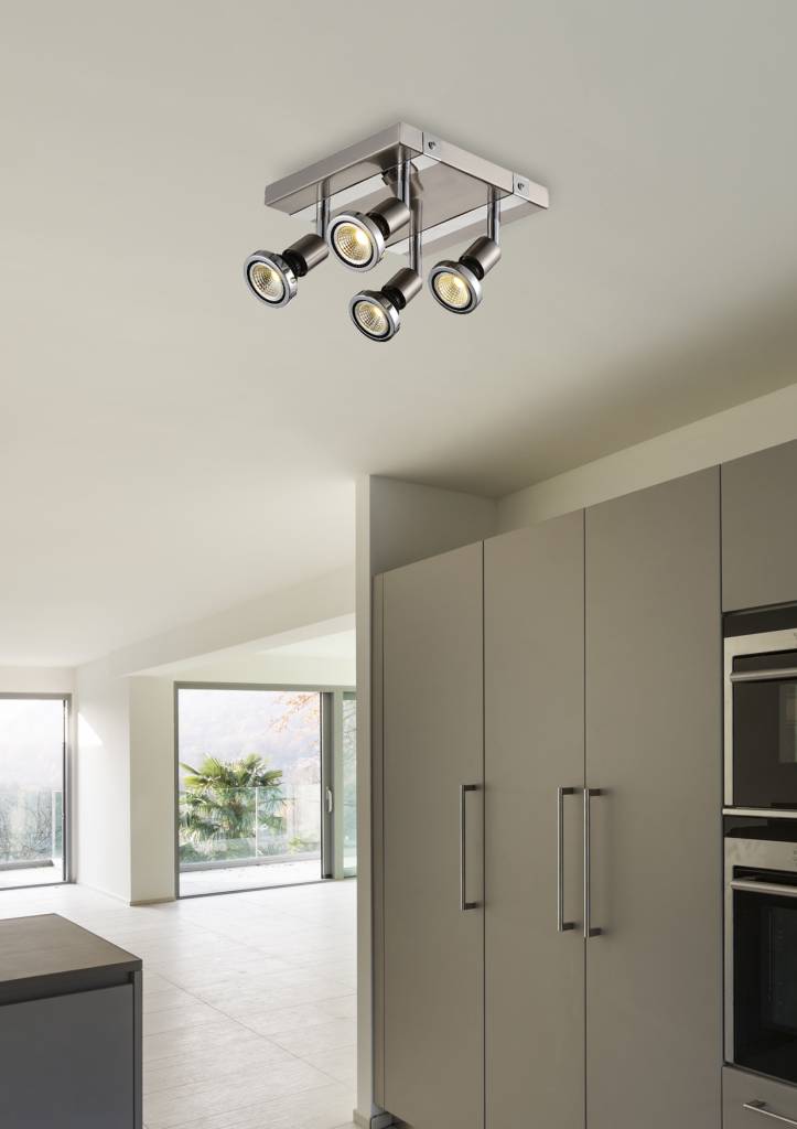 Ceiling Light Led Square White Black Chrome Brushed Steel 4xgu10