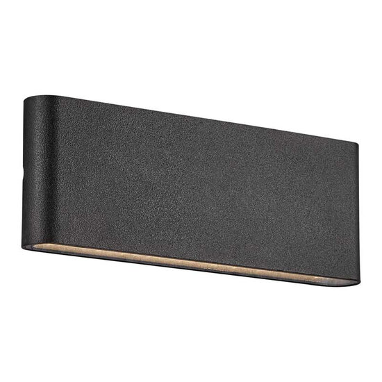 Zwarte brede metalen wandlamp voor buiten IP65 ultra plat 900 lumen