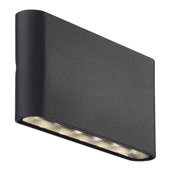Zwarte metalen wandlamp voor buiten IP65 ultra plat 700 lumen