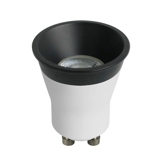 Fantasia Deep Deco mini GU10 spotbasis, 4,9W dimbare LED GU10 3000K, RA>80, keramisch, met zwarte ring