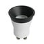 Fantasia Deep Deco mini base GU10, bombilla LED GU10 4,9W regulable 3000K, IRC>80, cerámica, con aro negro