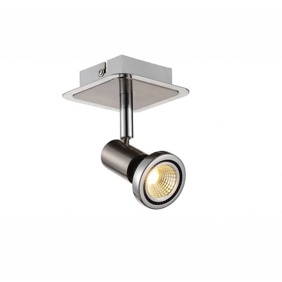 Fantasia Xzitbit plafonnier noir-chrome, orientable, GU10 LED 5W, 3000K, 367 lumens, Ø100 x H105mm