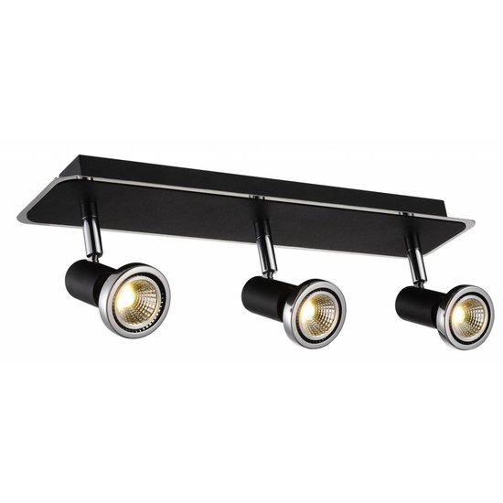 Plafonnier LED blanc/noir/chrome/acier brossé 3xGU10 5W 105mm H