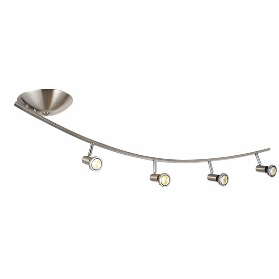 Fantasia Xzibit plafonnier arqué noir-chrome, 4x GU10 LED 5W, 3000K blanc chaud, IP20