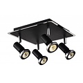 Fantasia Xzibit plafonnier carré noir-chrome, 4xGU10 LED 5W inclus, 250x250mm, orientable, IP20