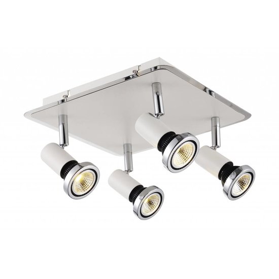Fantasia Xzibit plafonnier carré noir-chrome, 4xGU10 LED 5W inclus, 250x250mm, orientable, IP20