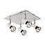 Fantasia Xzibit plafonnier carré noir-chrome, 4xGU10 LED 5W inclus, 250x250mm, orientable, IP20