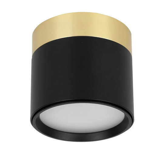 Fantasia RAKU LED spot Ø75mm, brushed gold and black aluminium, 7W, 3000K, dimmable, IP40