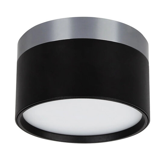 Fantasia RAKU LED wall light Ø113mm, brushed steel and black, 12W, 3000K, dimmable, IP40