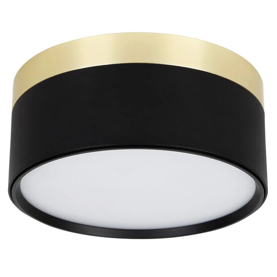 Fantasia RAKU round LED ceiling light Ø158mm, 24W dimmable warm white (3000K), brushed gold and black aluminium, IP40