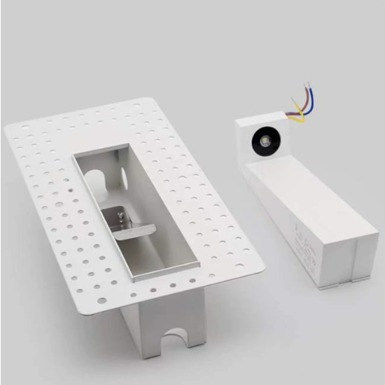 Recessed wall lamp vertical plasterable black or white 3W module