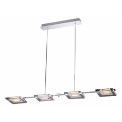 Hanging lamp glass LED dimmable long chrome 4x4W 945mm