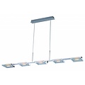 Fantasia Fantasia Carax hanglamp glas/kristal LED chroom dimbaar, 5x4W, 350 lumen, 3000K, 1210mm lang
