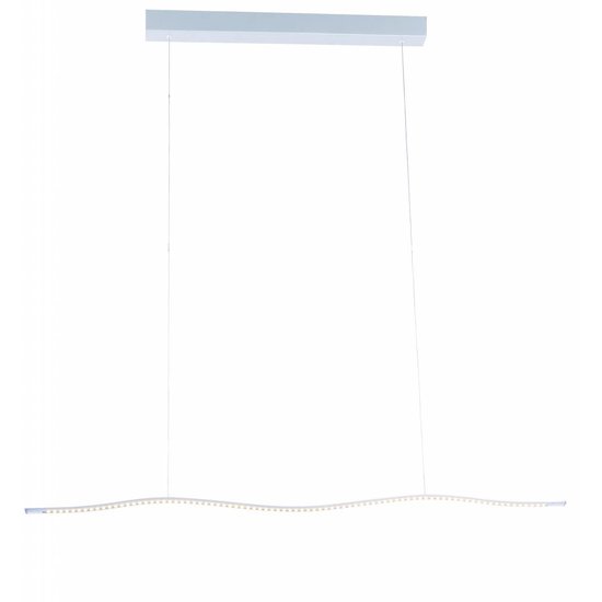 Fantasia Fantasia Groove LED pendant light in white aluminium, wavy profile, 1040 mm long, 16.8W, 1512 lumen, 2800K warm white