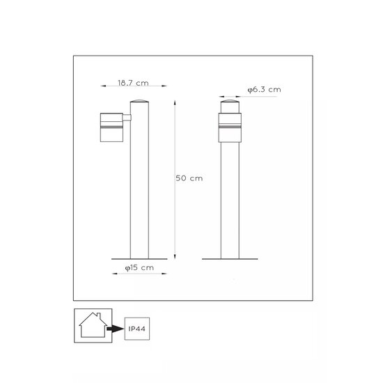 Lucide ARNE-LED - Lámpara de pedestal - Ø 6,3 cm - LED - GU10 - 1x5W 2700K - IP44 - Negro