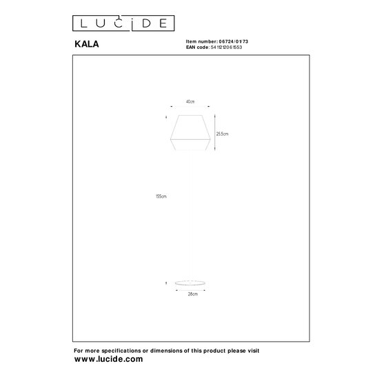 Lucide KALA - Floor lamp - Ø 40 cm - 1xE27 - Taupe