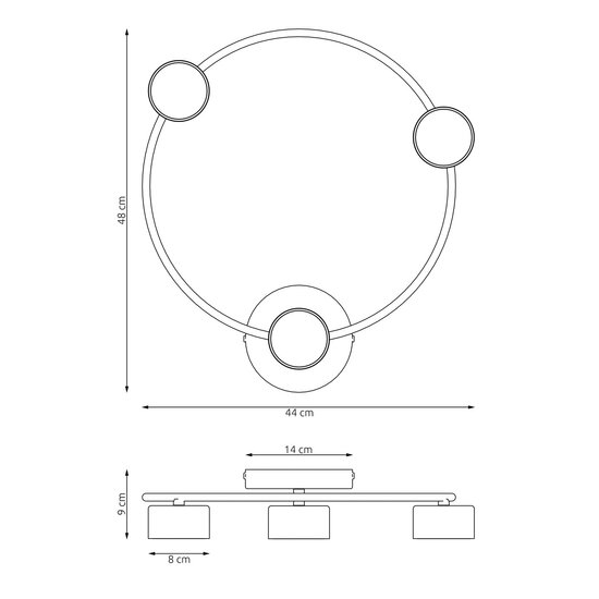 Emibig Emibig LUCIO 3 BL - Minimalistische Deckenlampe mit 3 Lichtpunkten