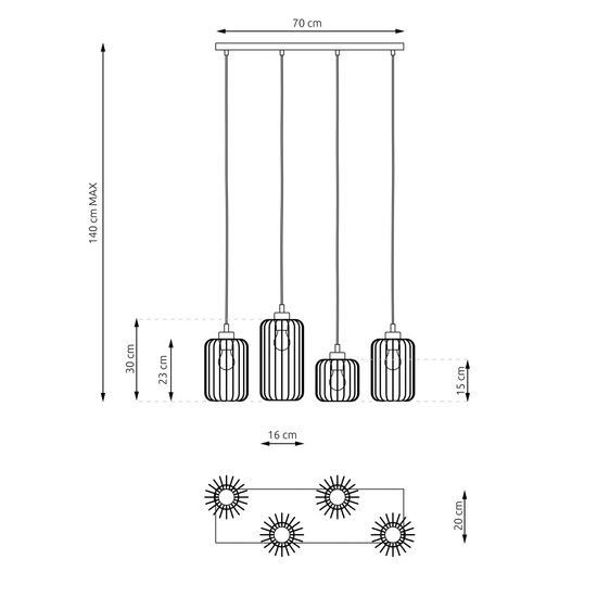 Emibig Emibig VANDER 4 BL Hanglamp - Industriële stijl voor elke ruimte