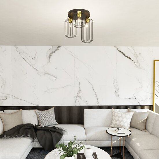 Emibig Emibig BARN 3PREM BL GOLD - Industriële plafondlamp voor elke ruimte