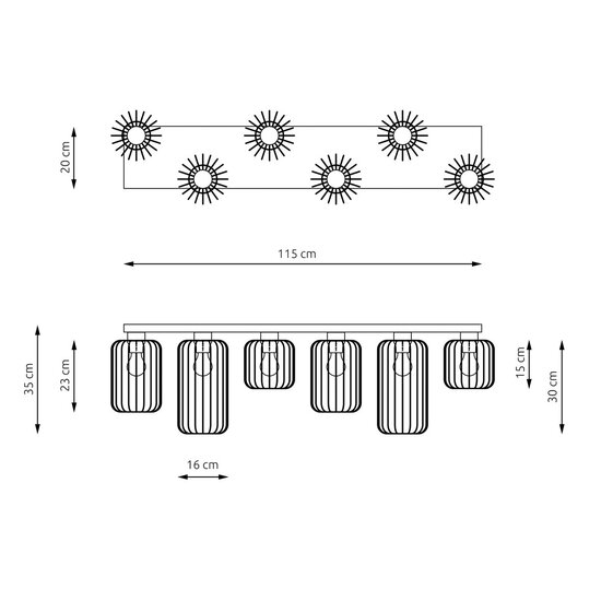 Emibig Emibig BARN 6 BL GOLD - Industriële Hanglamp voor Stijlvolle Ruimtes