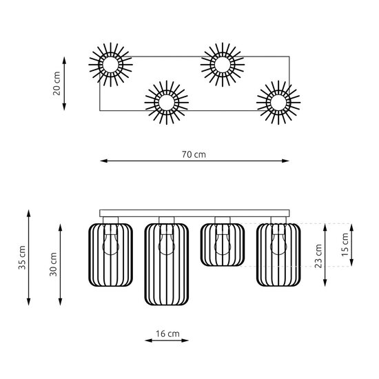 Emibig Emibig BARN 4 BL - Stijlvolle industriële plafondlamp voor elke ruimte