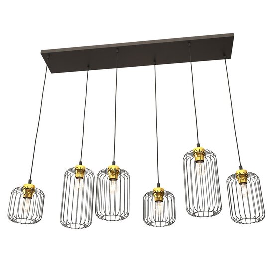 Emibig Emibig VANDER 6 BL GOLD - Stijlvolle industriële hanglamp