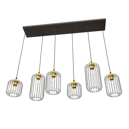 Emibig Emibig VANDER 6 BL GOLD - Stijlvolle industriële hanglamp