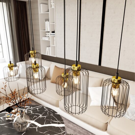 Emibig Emibig VANDER 6 BL GOLD - Lampe suspendue industrielle élégante