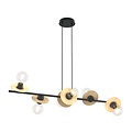 Emibig Emibig TOKEN 6 BL WOOD - Moderne hanglamp van hout en staal
