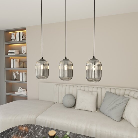 Emibig Emibig VERDI 3 BL GRAFIT - Glamour Hanglamp voor een Stijlvolle Interieur