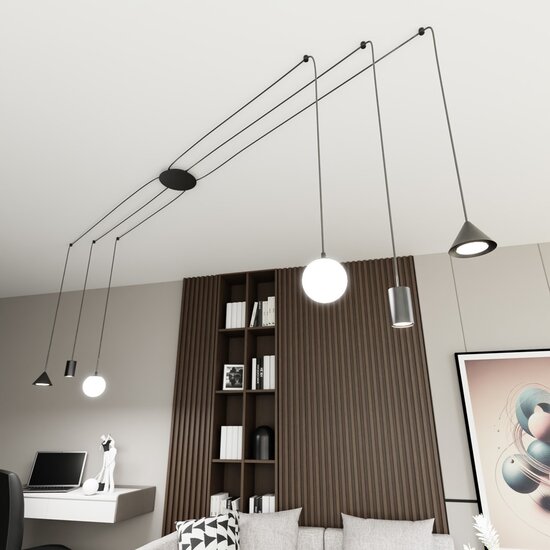 Emibig Emibig FUJI 6 BLACK - Lampe suspendue moderne pour tous les espaces