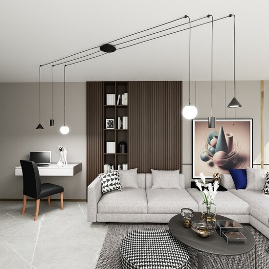 Emibig Emibig FUJI 6 BLACK - Moderne hanglamp voor elke ruimte