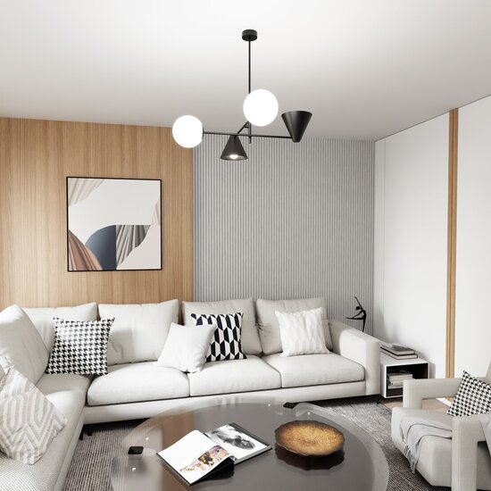 Emibig Emibig HERMES 4 BLACK - Moderne hanglamp voor een stijlvol interieur