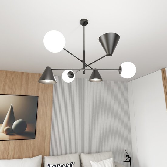 Emibig Emibig HERMES 6 BLACK - Modern chandelier for a stylish ambiance