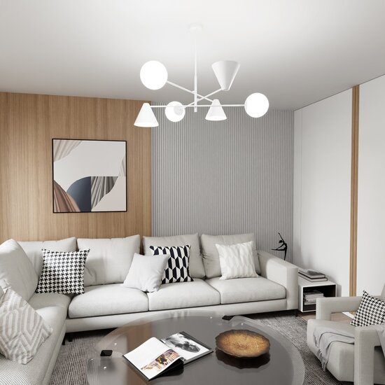 Emibig Emibig HERMES 6 WHITE - Modern chandelier for a stylish look