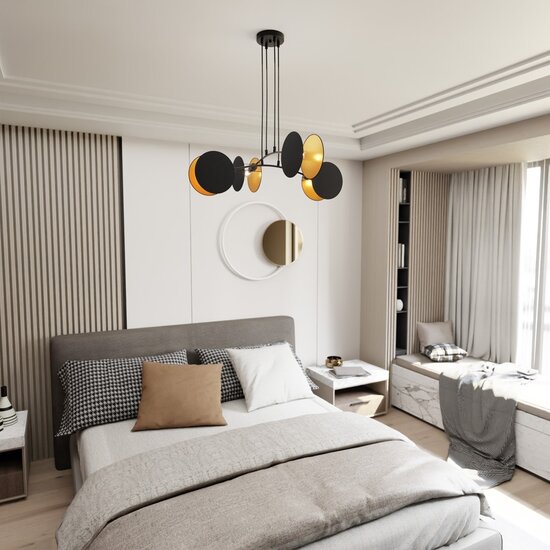 Emibig Emibig MOTIF 4 BLACK/GOLD - Moderne hanglamp voor stijlvolle verlichting
