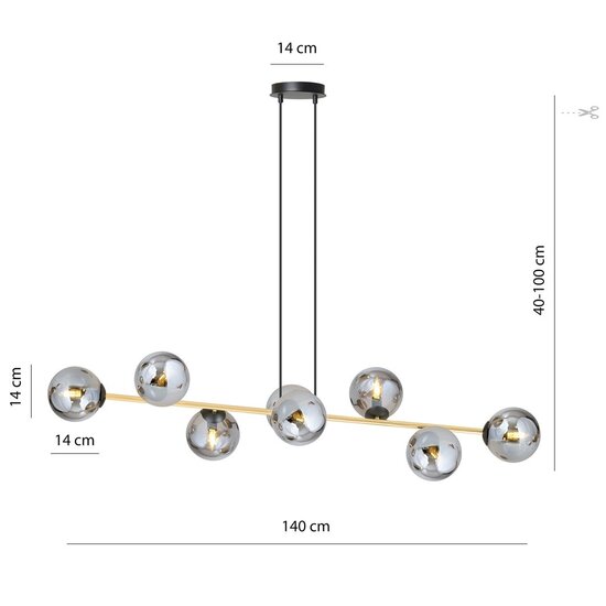 Emibig Emibig GRAVITY 8 BL GRAFIT - Glamour Hanglamp voor een Luxe Sfeer