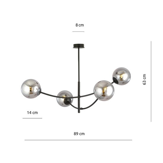Emibig Emibig HUNTER 4 BLACK/GRAFIT - Lámpara de techo moderna para cualquier espacio